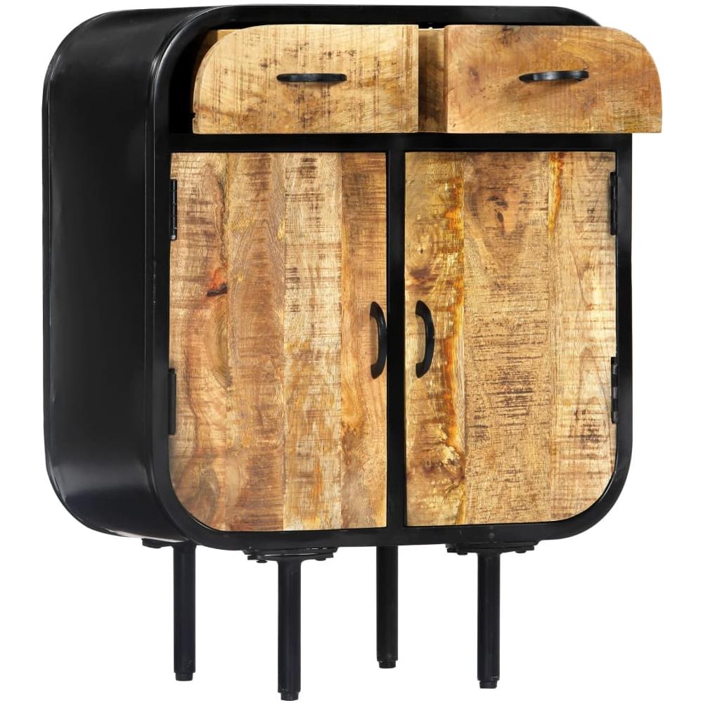 Credenza 60x30x75 Cm Legno Massello Di Mango E Ferro - Foto 2