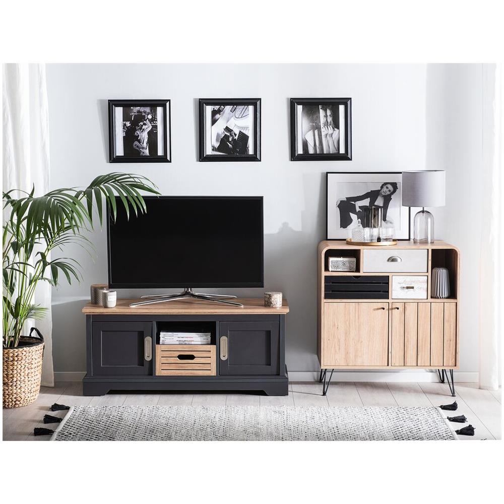 Mobile Tv In Colore Grigio / legno Chiaro Garet - Foto 2