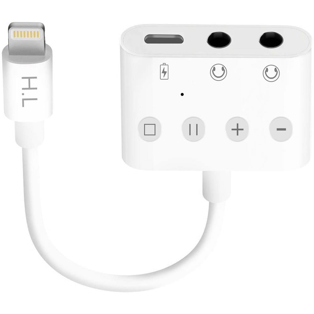 Adattatore Audio / Carica Da Lightning Verso Lightning E Doppio Jack 3,5 12 Cm - Foto 1
