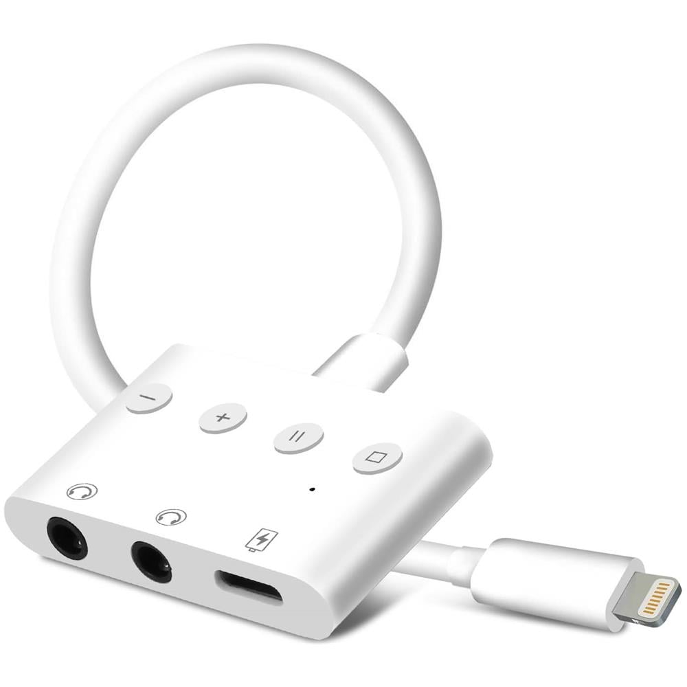 Adattatore Audio / Carica Da Lightning Verso Lightning E Doppio Jack 3,5 12 Cm - Foto 2