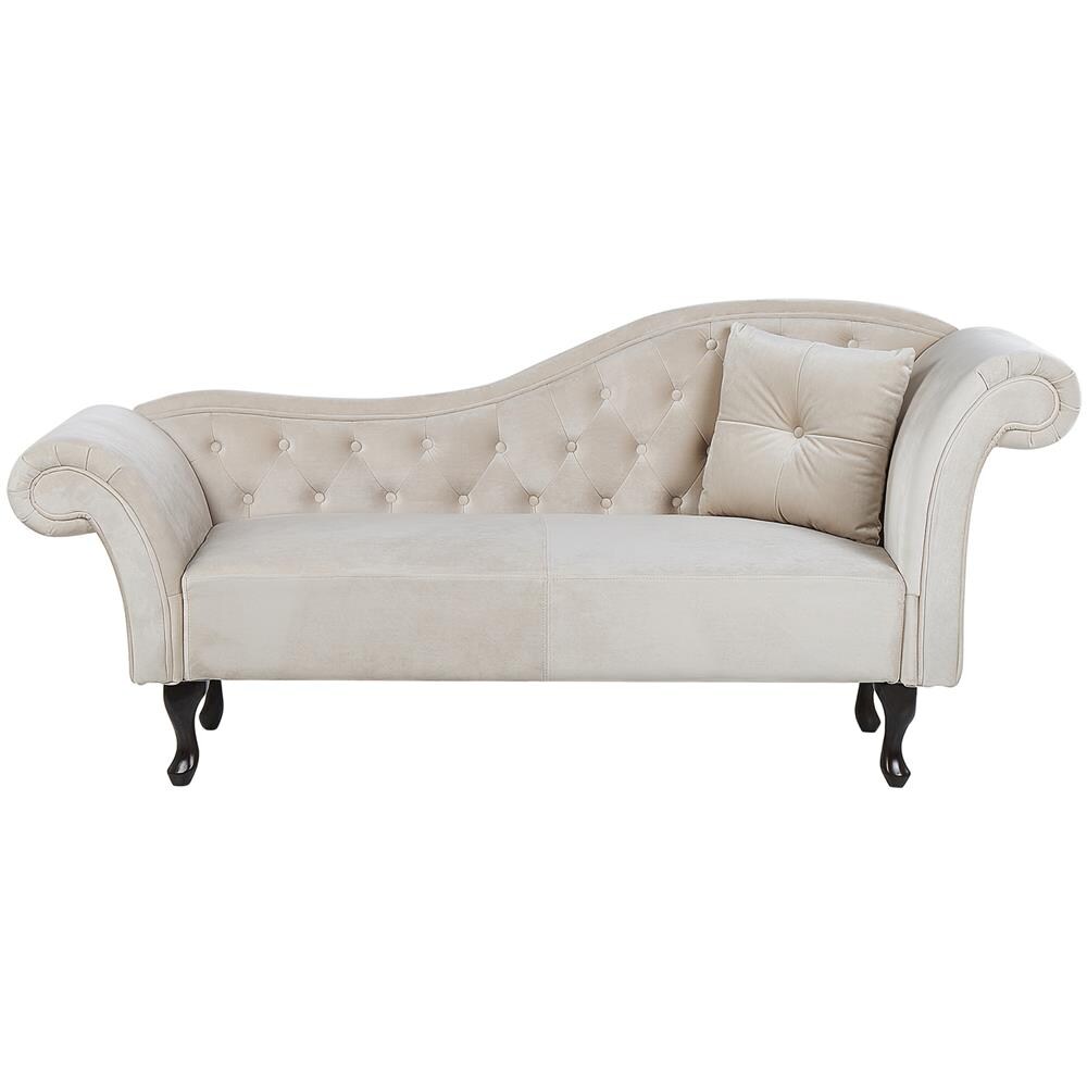 Chaise Longue Per Lato Destro In Velluto Beige Lattes - Foto 1