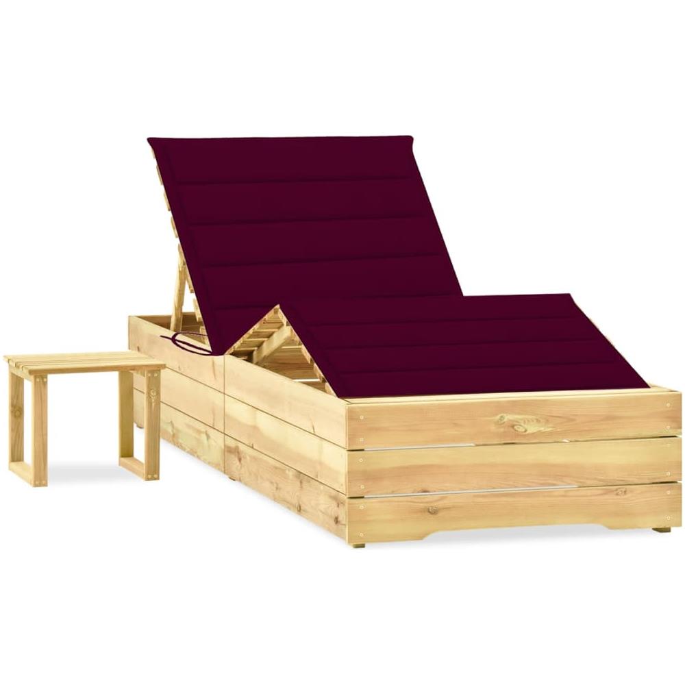 Lettino da Giardino con Tavolino Cuscino Legno Pino Impregnato - Foto 1