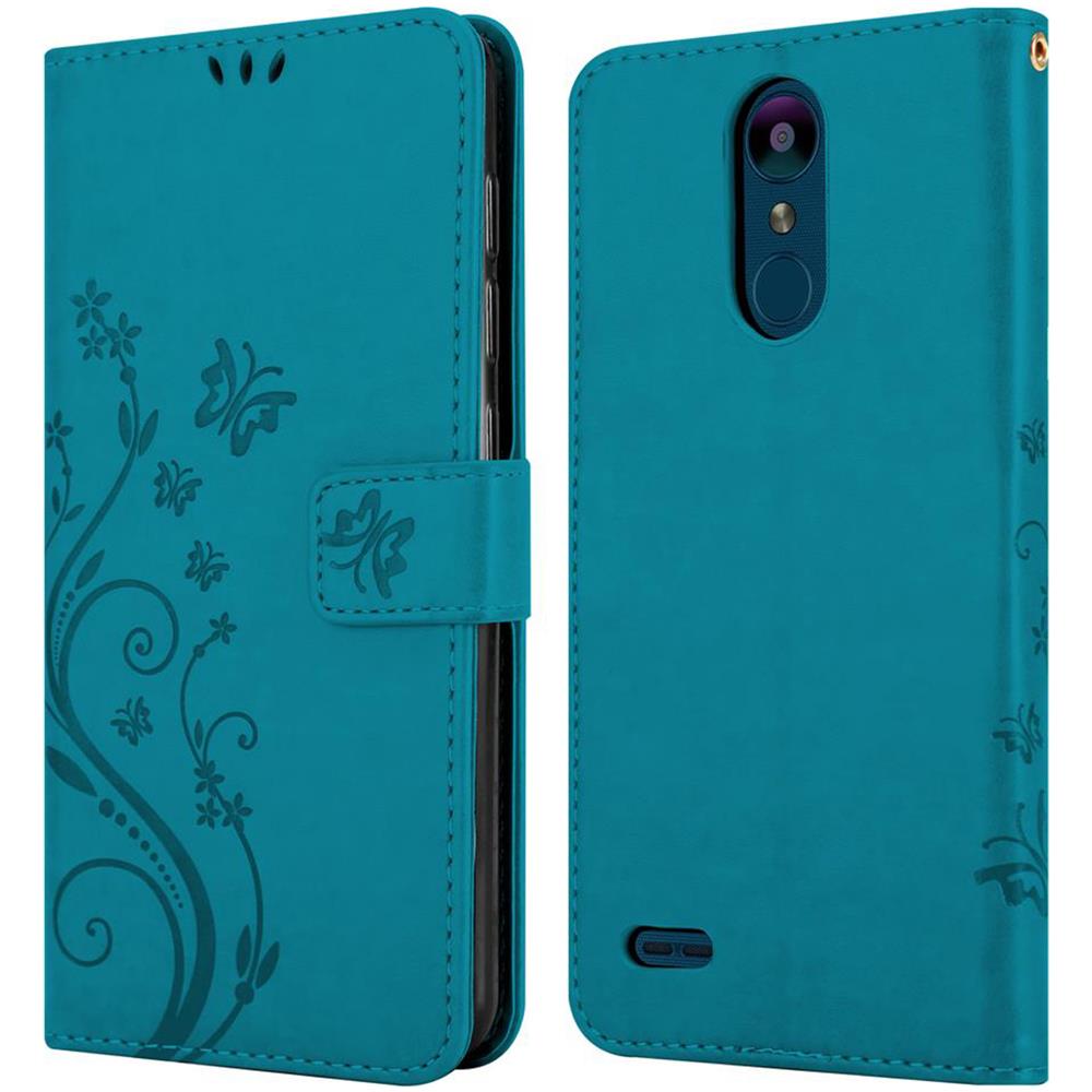 Custodia Compatibile Con Lg K8 2018 In Blu Fiore - Coperchio Protettivo In Design Floreale Con Chiusura Magnetica, Funzione Stand E Slot Per Carte - Foto 8