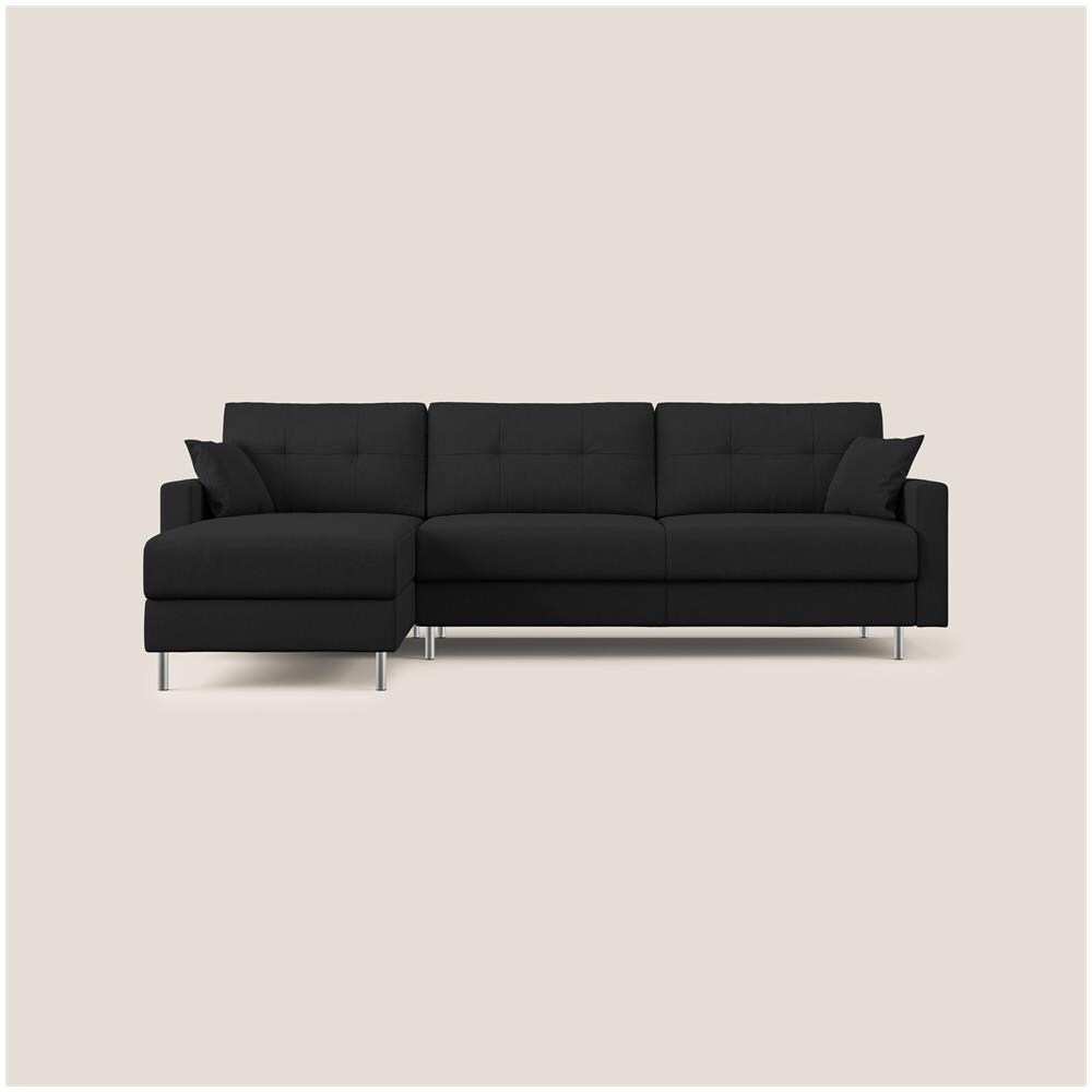 Megan Divano Letto Angolare In Microfibra Smacchiabile T11 Nero 251 Cm Sinistro (mat. 120x197) - Foto 1