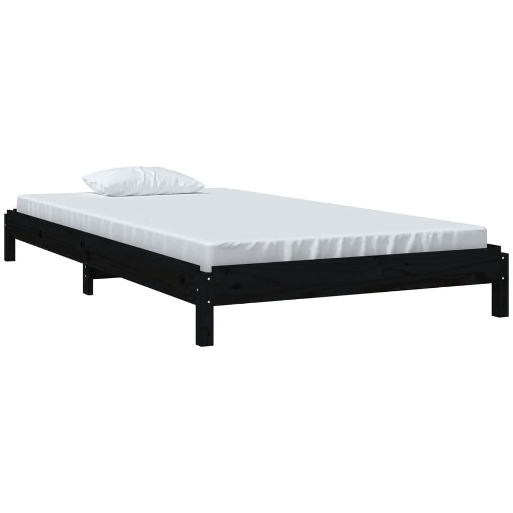 Letto Impilabile Nero 80x200 Cm In Legno Massello Di Pino - Foto 2