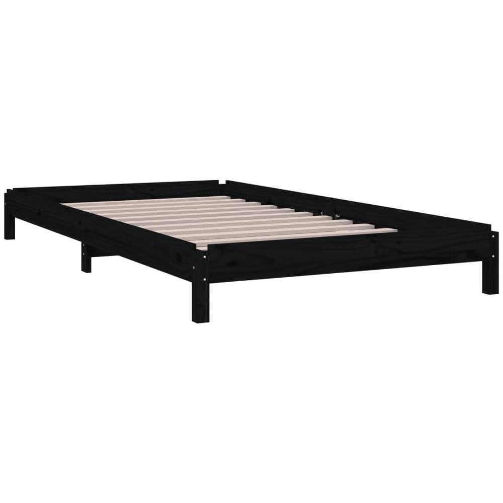 Letto Impilabile Nero 80x200 Cm In Legno Massello Di Pino - Foto 9