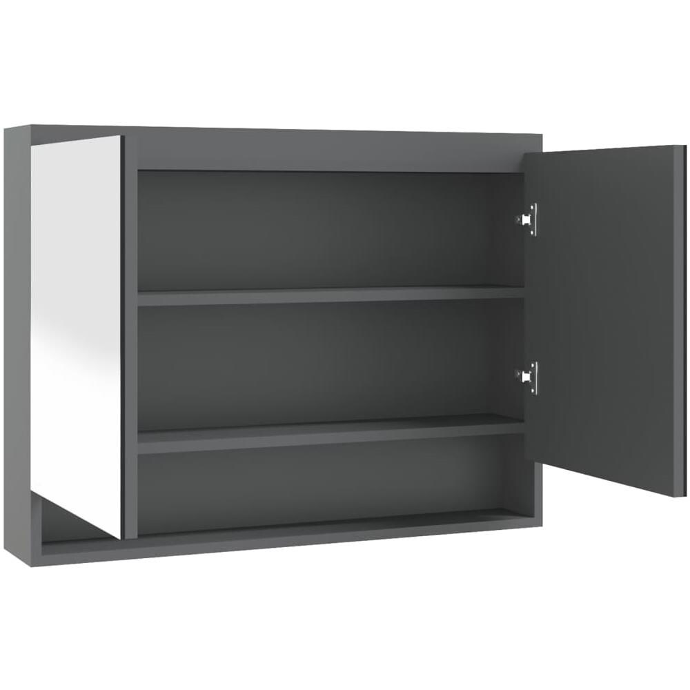 Armadietto A Specchio Per Bagno 80x15x60 Cm Mdf Grigio - Foto 2