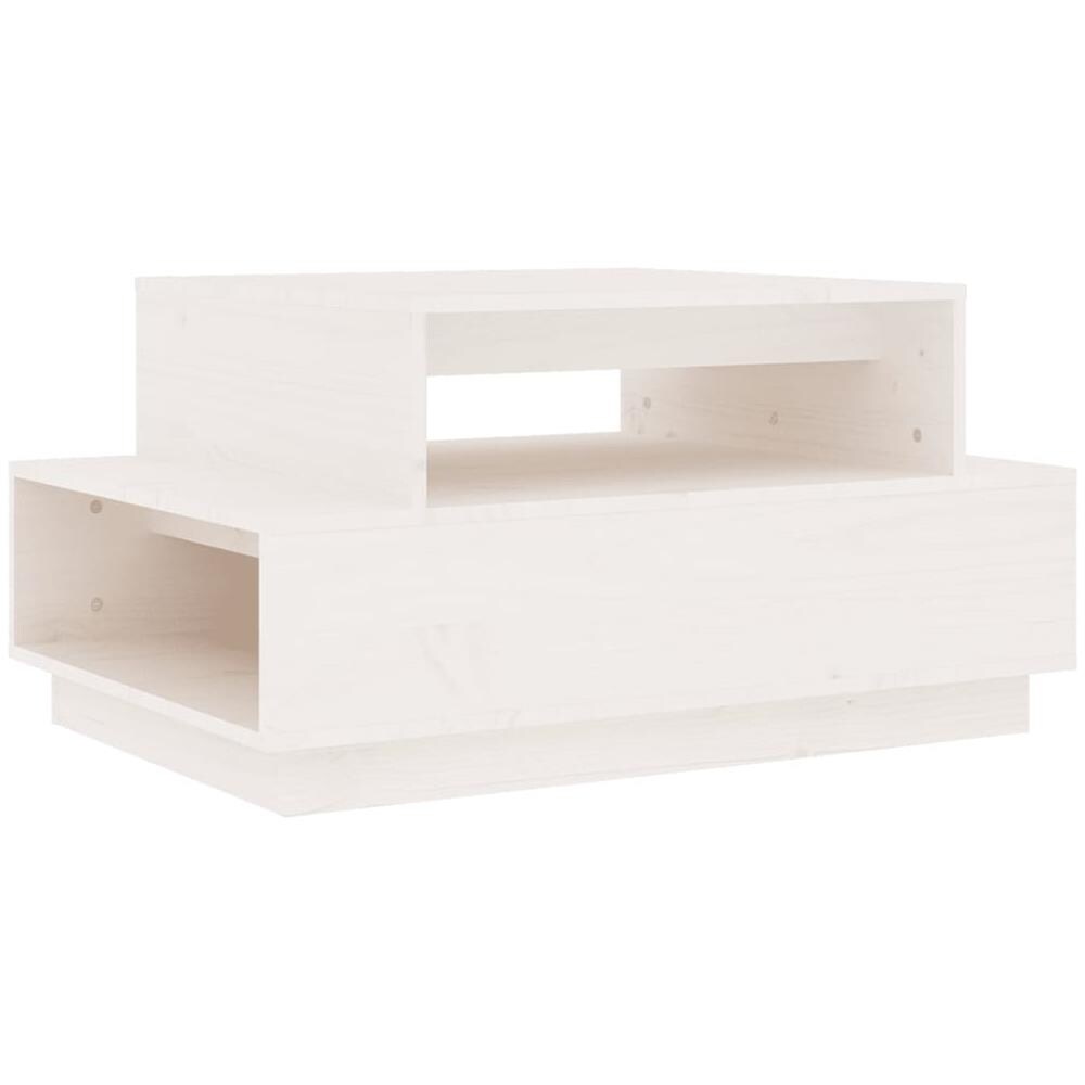 Tavolino Da Salotto Bianco 80x55x40,5 Cm Legno Massello Di Pino - Foto 2