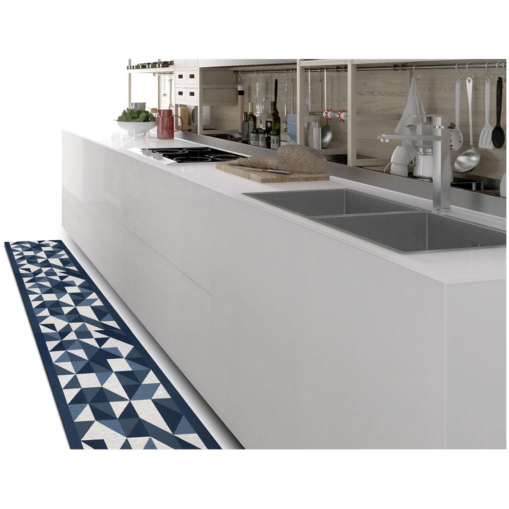 Tappeto Passatoia Cucina Antiscivolo Tessuto Jacquard Disegno Origami Blu 57x500 Blu - Foto 1