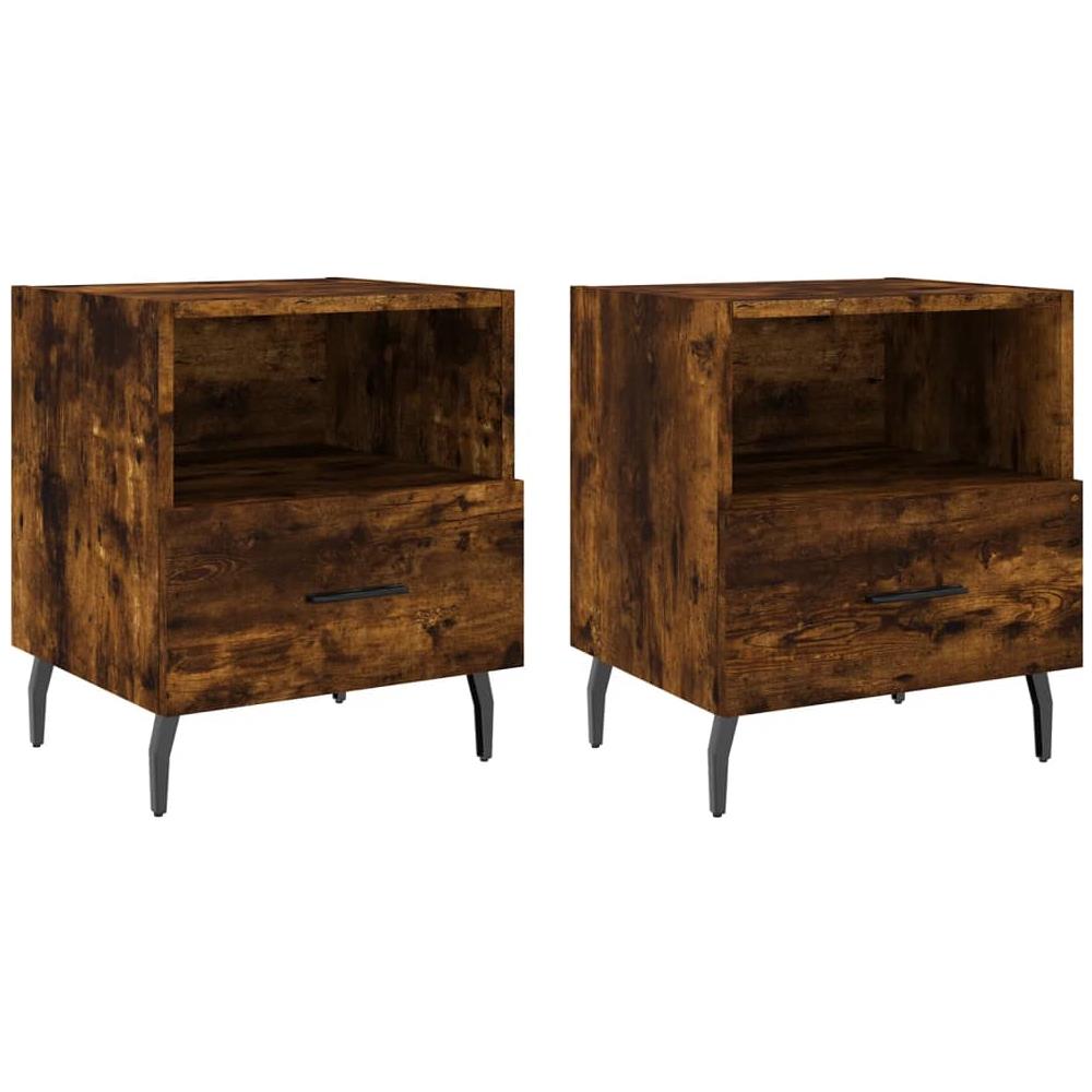 Comodini 2 Pz Rovere Fumo 40x35x47,5 Cm In Legno Multistrato - Foto 2