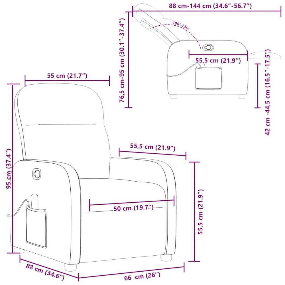 Poltrona Massaggiante Reclinabile Marrone Scuro in Tessuto - Foto 10