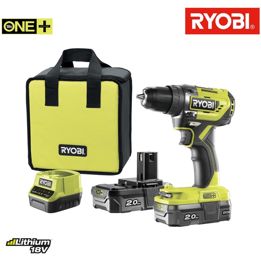 18v One Plus E-torque Trapano Avvitatore Brushless - 2 Batterie 18v 2.0ah - 1 Caricabatterie R18dd5-220s - Foto 2