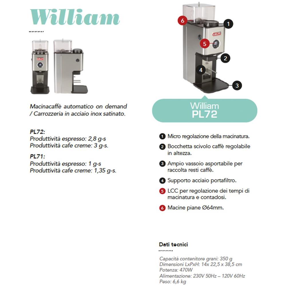 Macinacaffè Lelit PL72 William Elettrico Acciaio Inossidabile 150 W Colore Nero - Foto 3