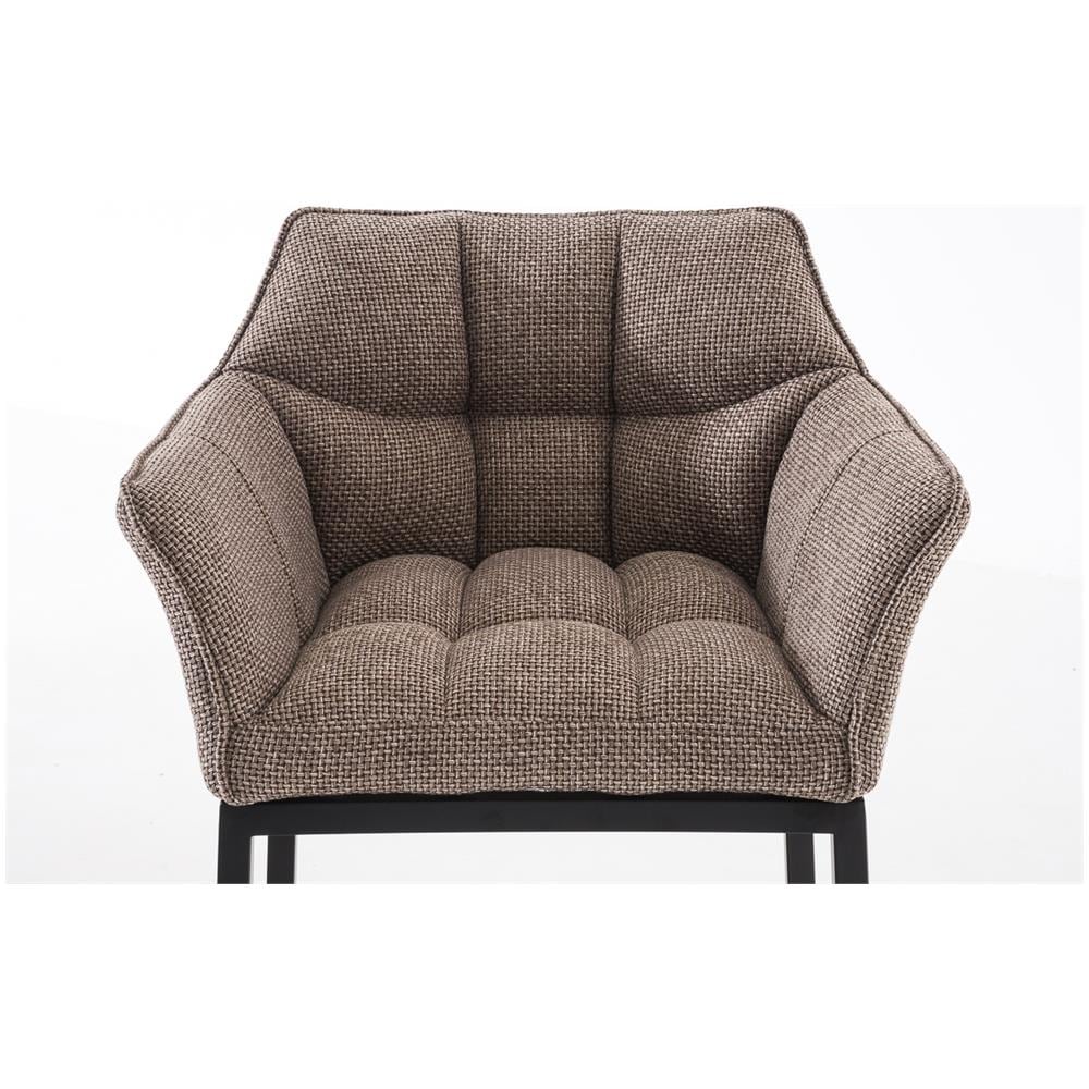 Sgabello DAMASO B con Telaio a 4 Gambe Nero, in Tessuto Marrone Terra Telaio Nero Opaco - Foto 5