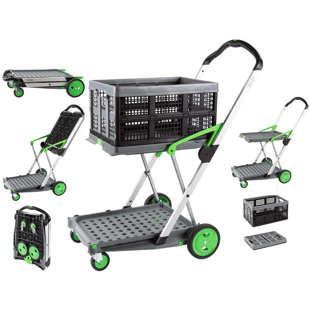 Carrello Pieghevole Per Trasporto Clax, Verde E Grigio - Foto 2