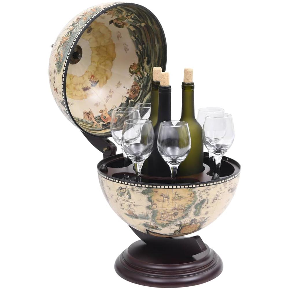 Minibar Da Tavola A Globo Supporto Per Vini In Eucalipto Bianco - Foto 2
