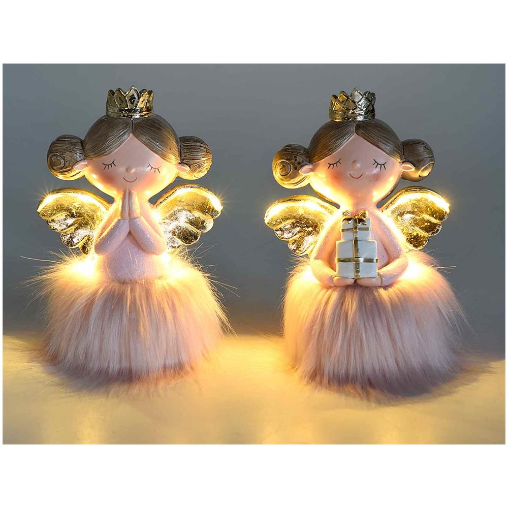 Set 2 Angioletti Natalizi Con Luci Led Decorazione Natalizia Da Tavolo Idea Regalo - Foto 2