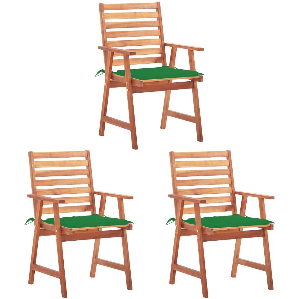 Sedie da Pranzo da Esterni con Cuscini 3 pz Massello di Acacia - Foto 1