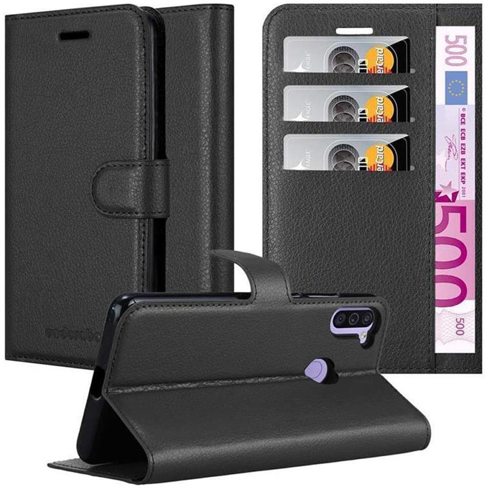 Custodia Compatibile Con Samsung Galaxy M11 In Nero Carbone - Coperchio Protettiva Con Chiusura Magnetica, Funzione Stand E Tasca Per Le Carte - Foto 1