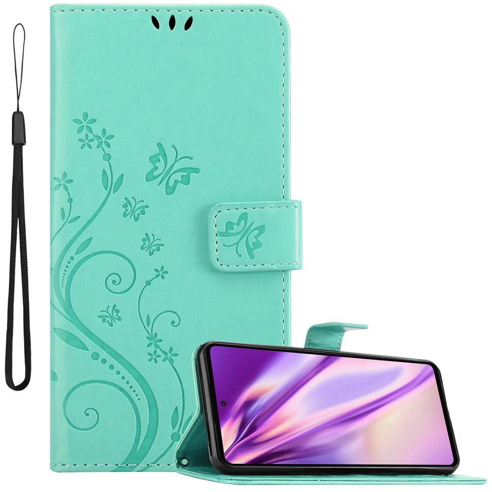 Cadorabo Custodia Compatibile Con Samsung Galaxy A72 5g In Turchese Fiore - Coperchio Protettivo In Design Floreale Con Chiusura Magnetica, Funzione Stand E Slot Per Carte - Foto 1