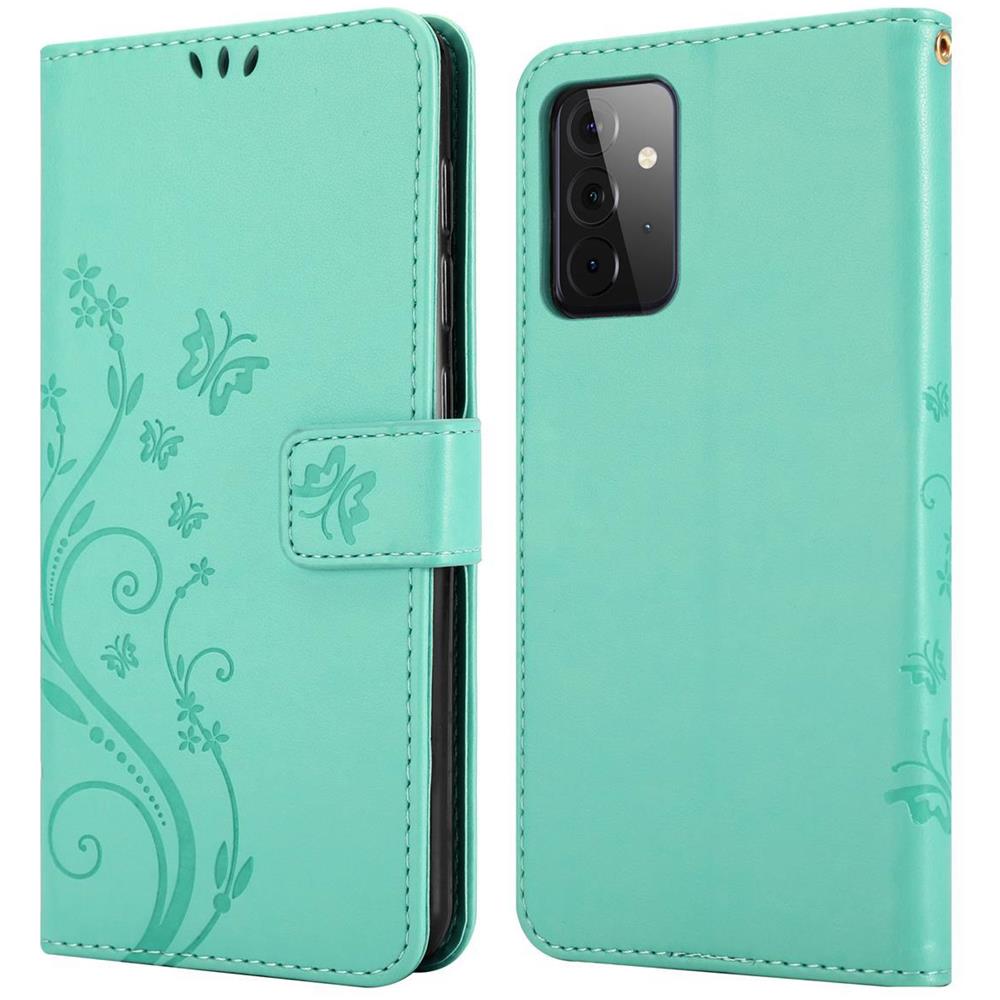 Cadorabo Custodia Compatibile Con Samsung Galaxy A72 5g In Turchese Fiore - Coperchio Protettivo In Design Floreale Con Chiusura Magnetica, Funzione Stand E Slot Per Carte - Foto 8
