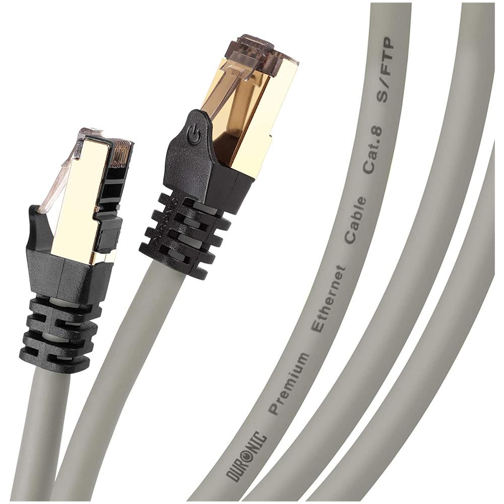 Cavo di Rete Ethernet CAT8 / GY con Velocità Fino a 2GHz Trassmisione Dati 40 Gigabit Lunghezza 0.5 Metri Colore Grigio - Foto 1