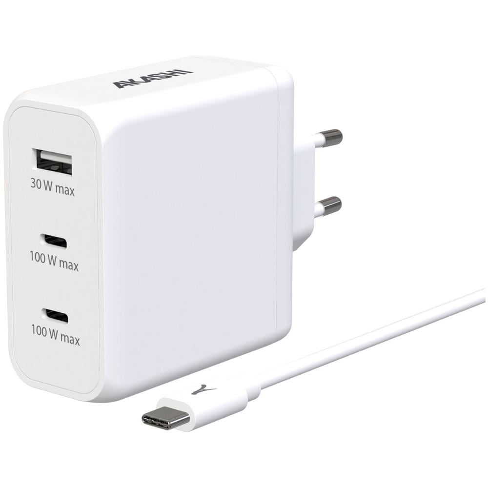 Caricabatterie 130w 2 Usb-c 100w + 1 Usb 30w Cavo Usb-c Bianco - Foto 1