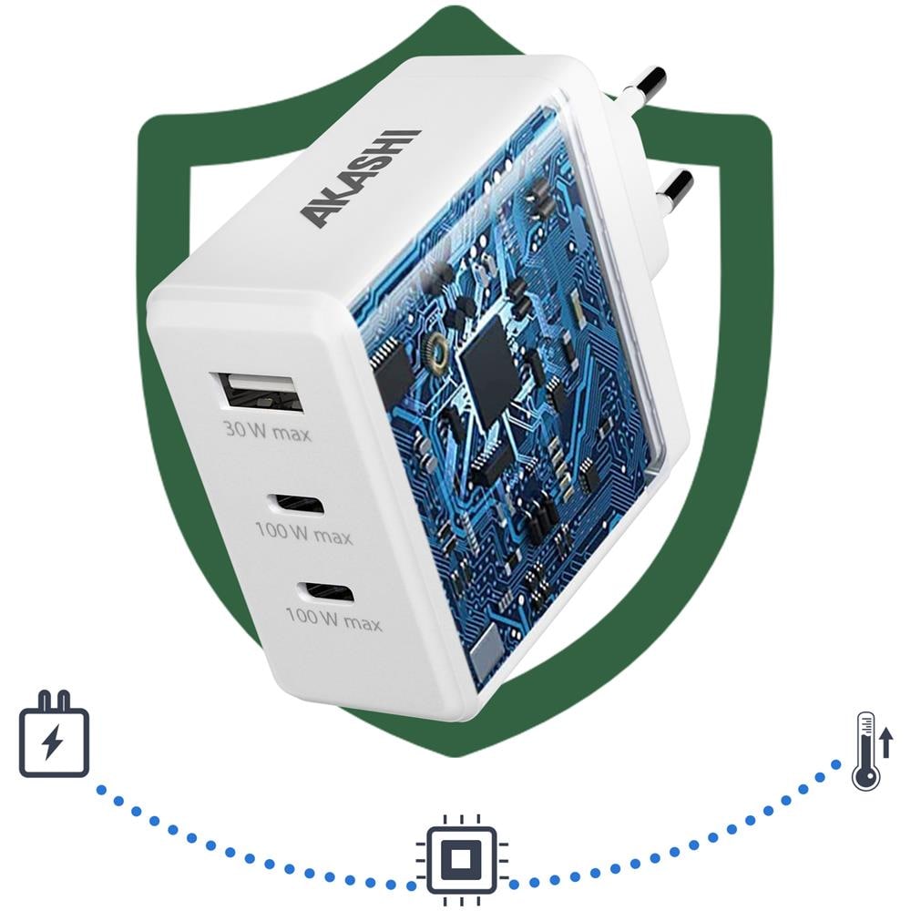 Caricabatterie 130w 2 Usb-c 100w + 1 Usb 30w Cavo Usb-c Bianco - Foto 5