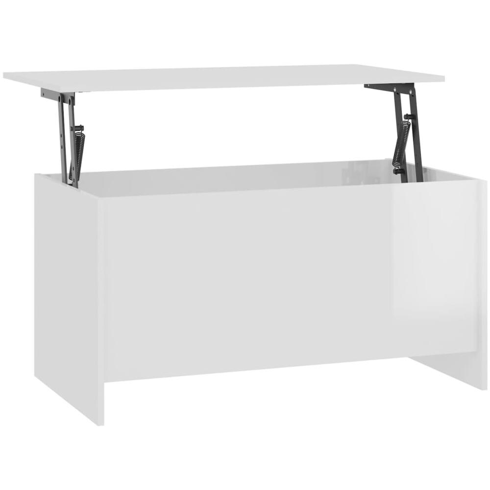 Tavolino Bianco Lucido 102x55,5x52,5 Cm In Legno Multistrato - Foto 1