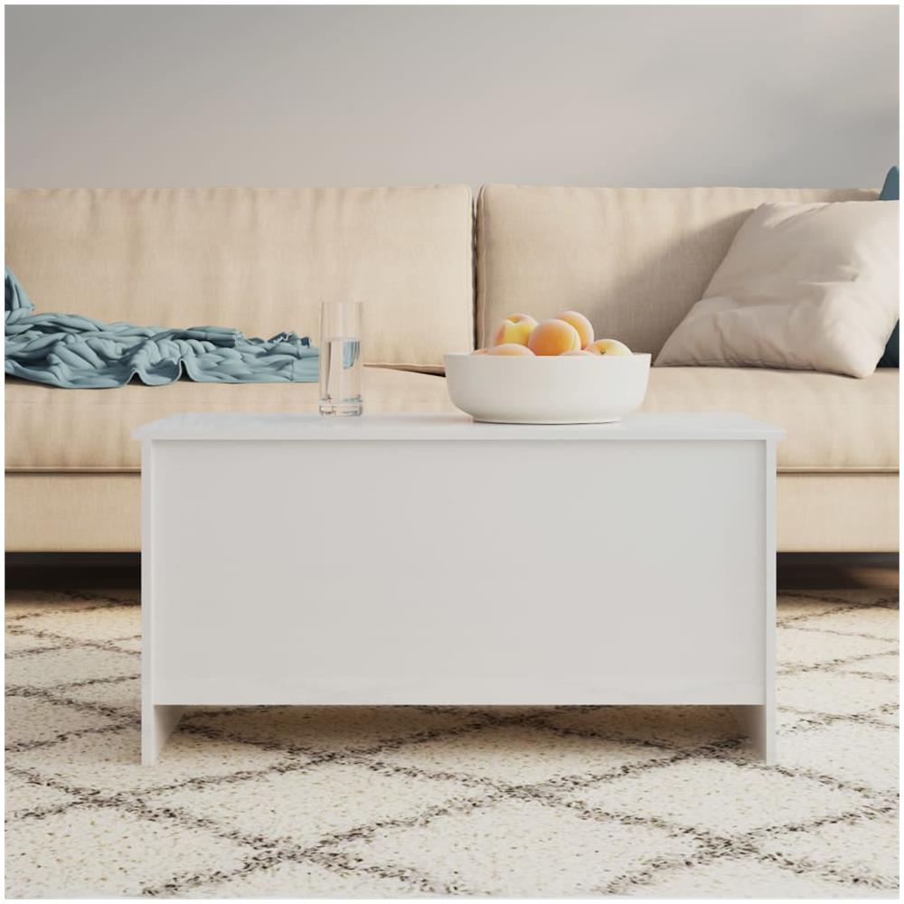 Tavolino Bianco Lucido 102x55,5x52,5 Cm In Legno Multistrato - Foto 7