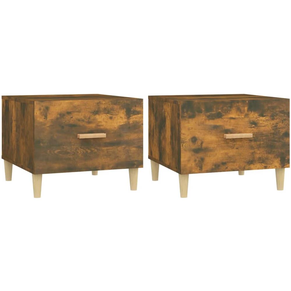 Tavolini Salotto 2 Pz Rovere Fumo 50x50x40cm Legno Multistrato - Foto 2