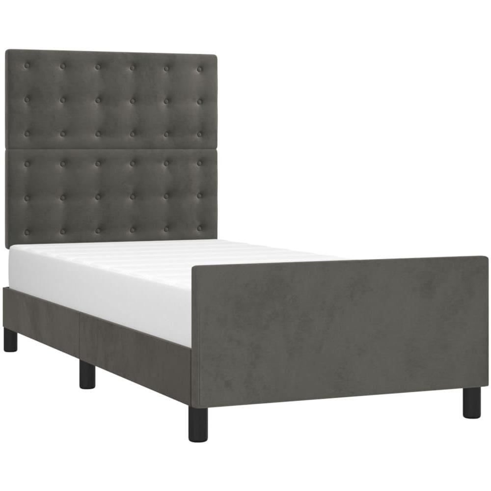 Giroletto Con Testiera Grigio Scuro 100x200 Cm In Velluto - Foto 2