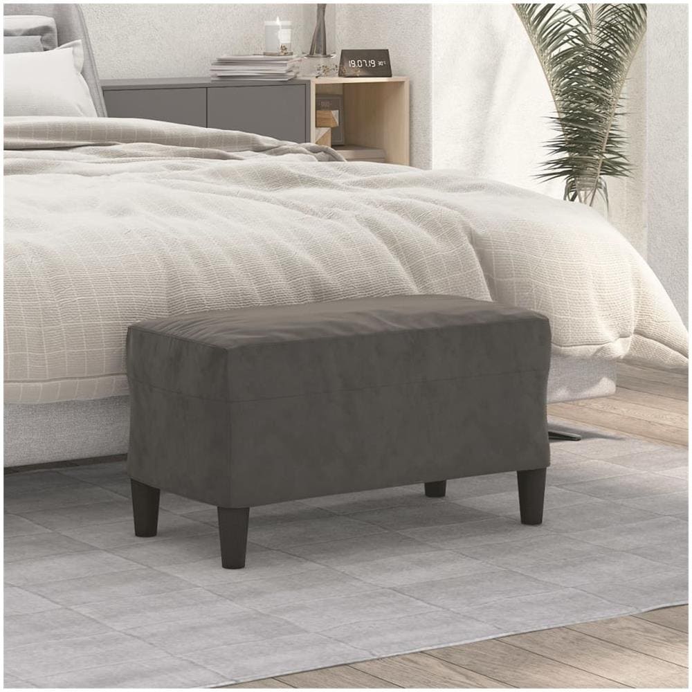 Panca Grigio Scuro 70x35x41 Cm In Velluto - Foto 1