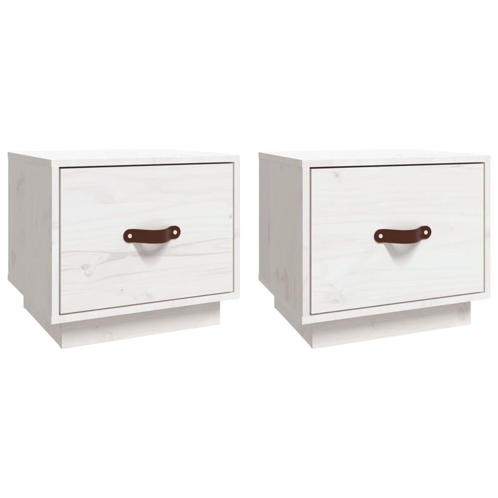 Comodini 2 Pz Bianco 40x34x35 Cm In Legno Massello Di Pino - Foto 2