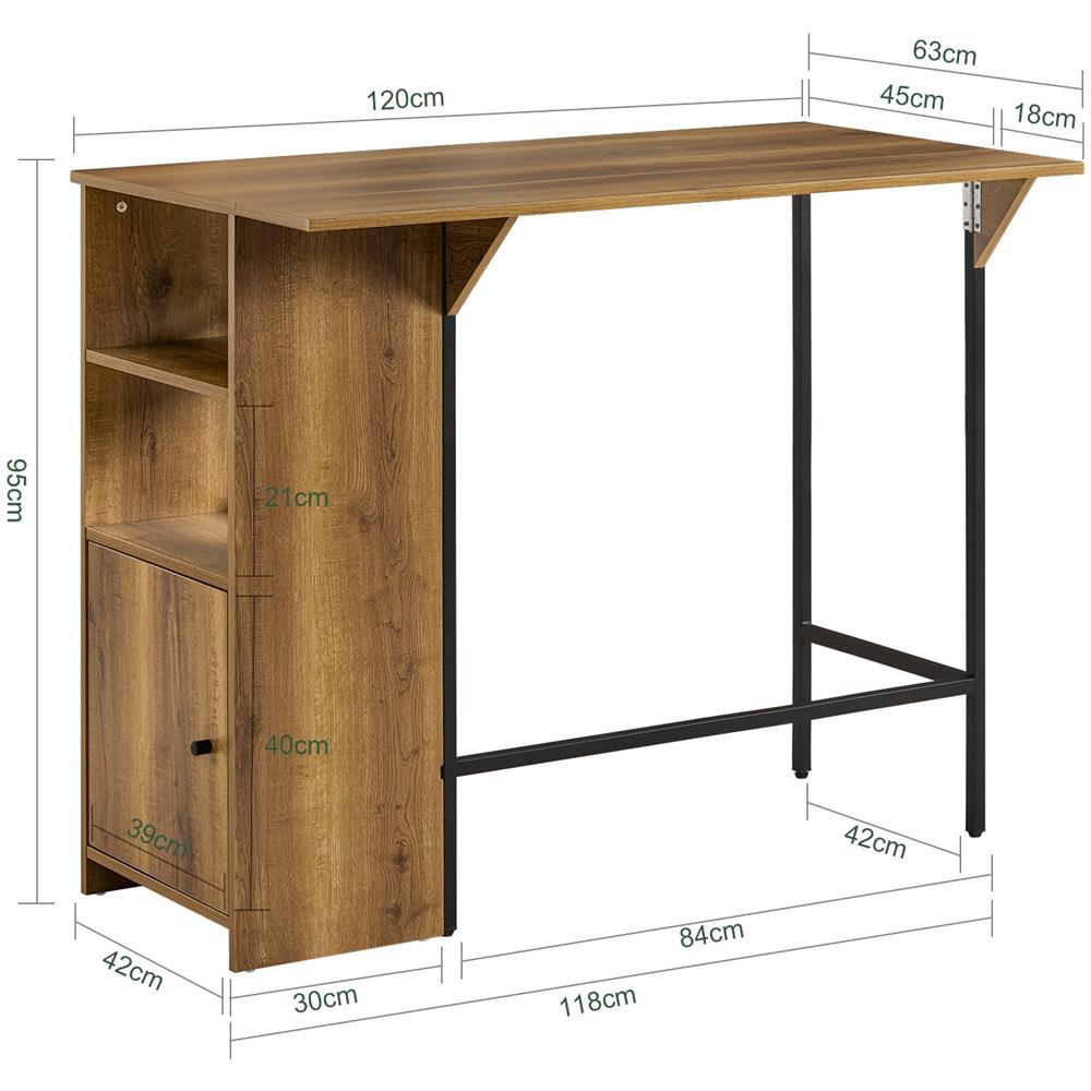 Bancone Bar Tavolo Da Pranzo Con Piano Di Lavoro Espandibile Tavolo Da Balcone In Design Industriale 120x (45+18) X95 Cm Fwt98-pf - Foto 2
