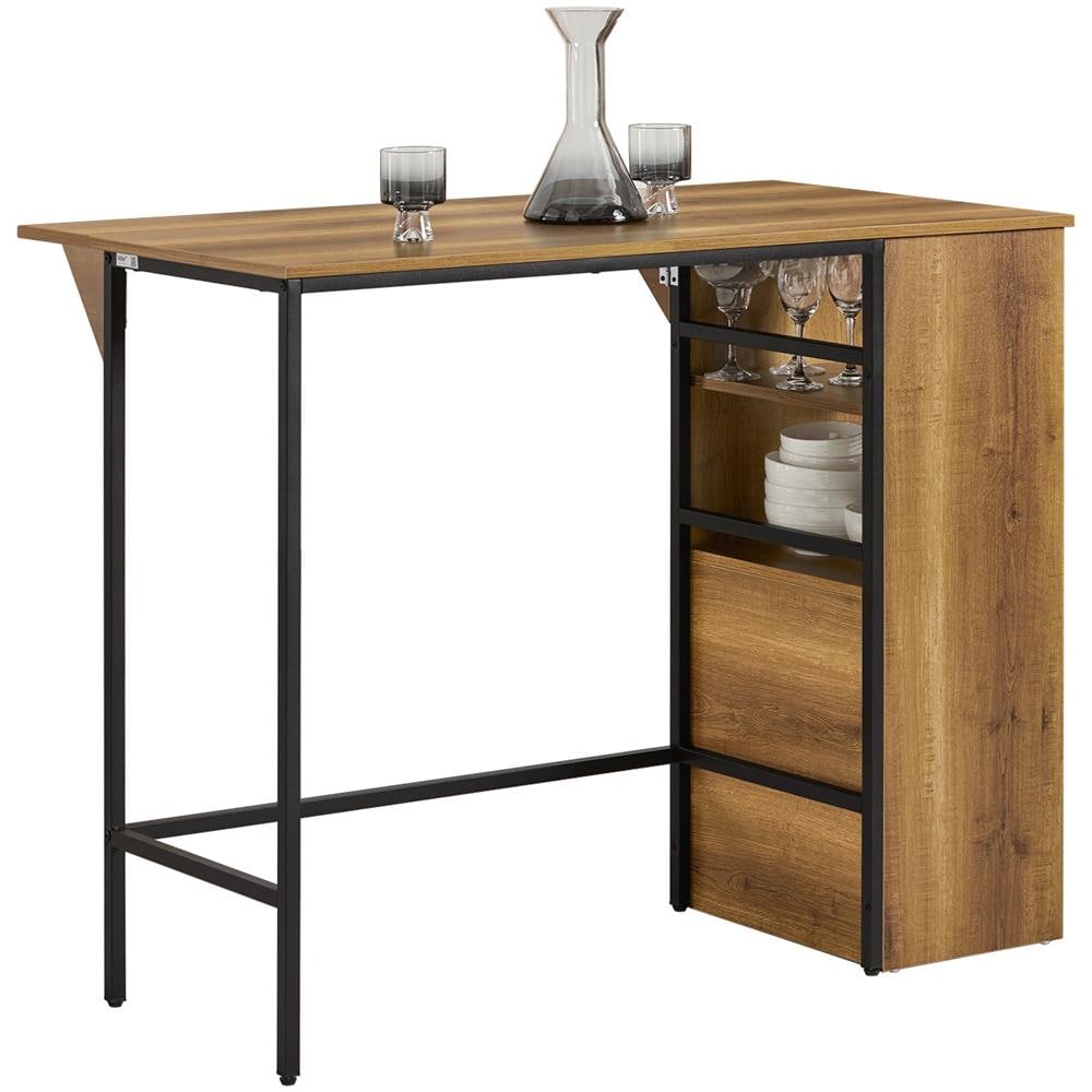 Bancone Bar Tavolo Da Pranzo Con Piano Di Lavoro Espandibile Tavolo Da Balcone In Design Industriale 120x (45+18) X95 Cm Fwt98-pf - Foto 1