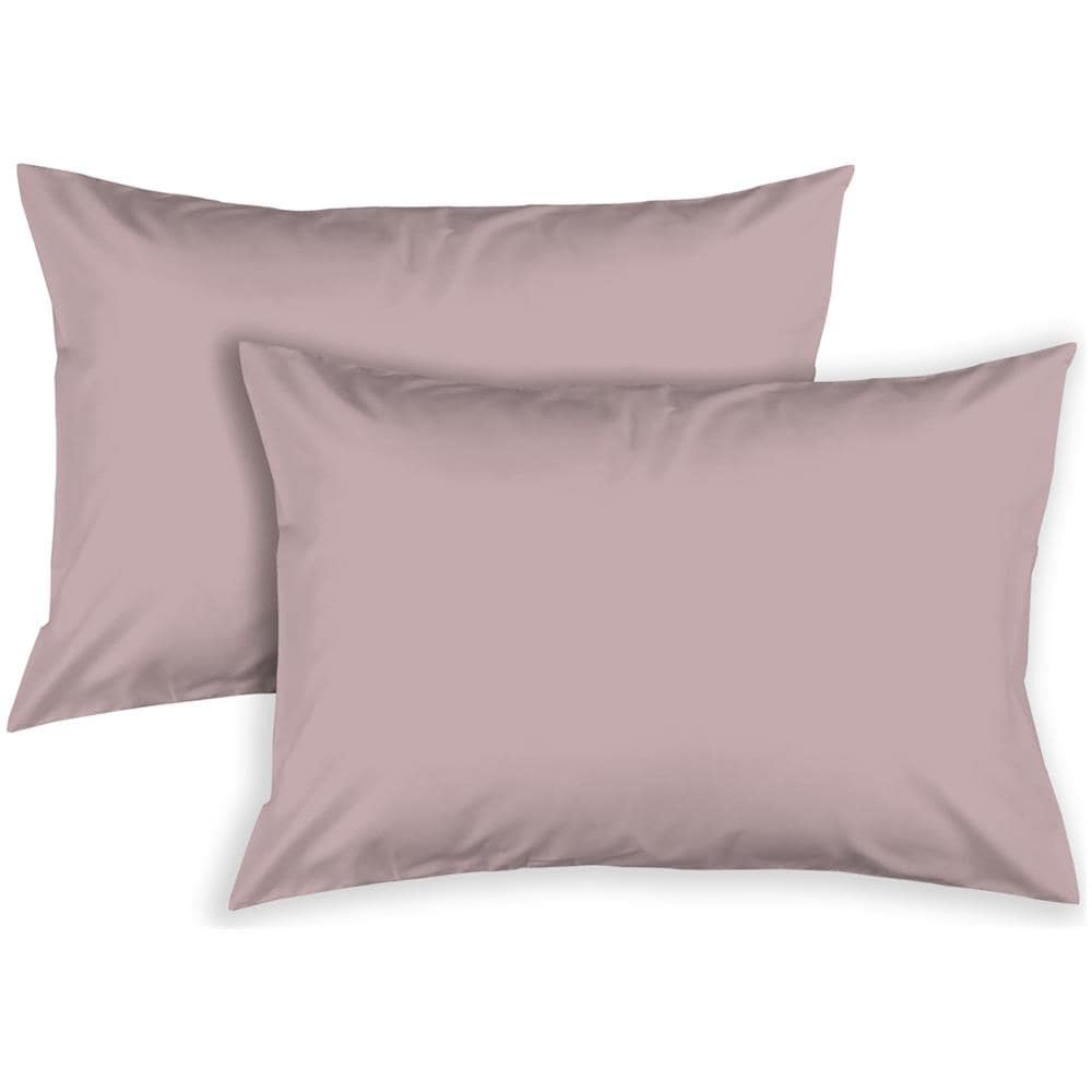 Coppia Federe Letto A Sacco Con Patella In Cotone Percalle Tinta Unita Vari Colori Federe Rosa - Foto 1
