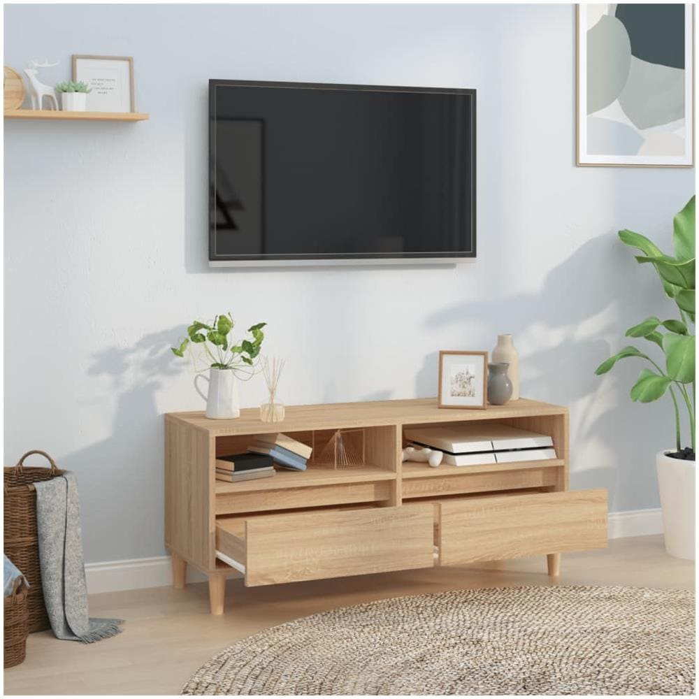 Mobile Tv Rovere Sonoma 100x34,5x44,5 Cm In Legno Multistrato - Foto 3