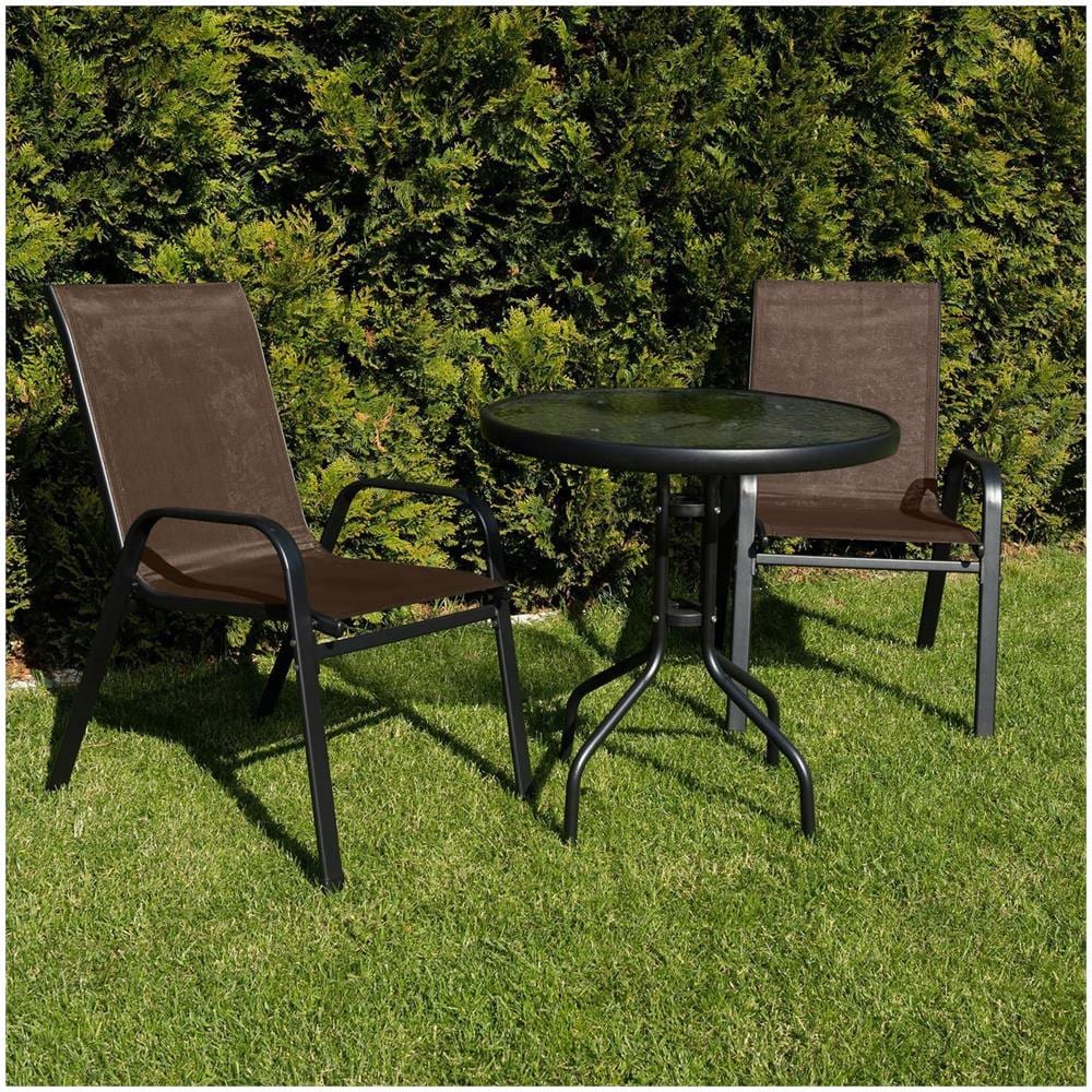 Set da giardino rotondo ISLAND con 4 sedie Sofia marroni da 90 cm - Foto 10