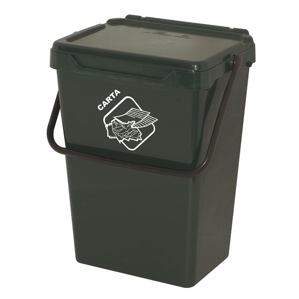 Bidone Biosystem 35 Lt, Coperchio Autobloccante, Riciclabile Verde - Foto 1