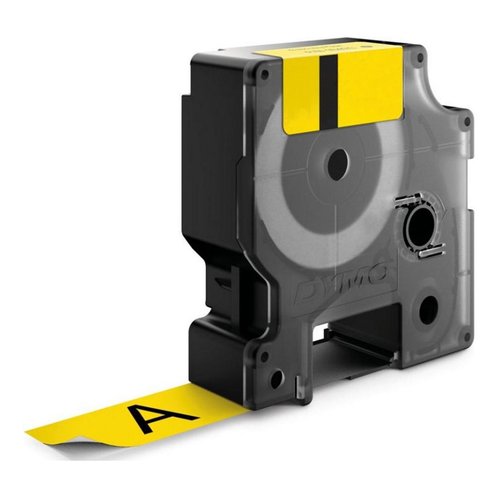 Nastro in Vinile per Etichettatrice Formato 24 mm x 5.5 m Nero e Giallo - Foto 1