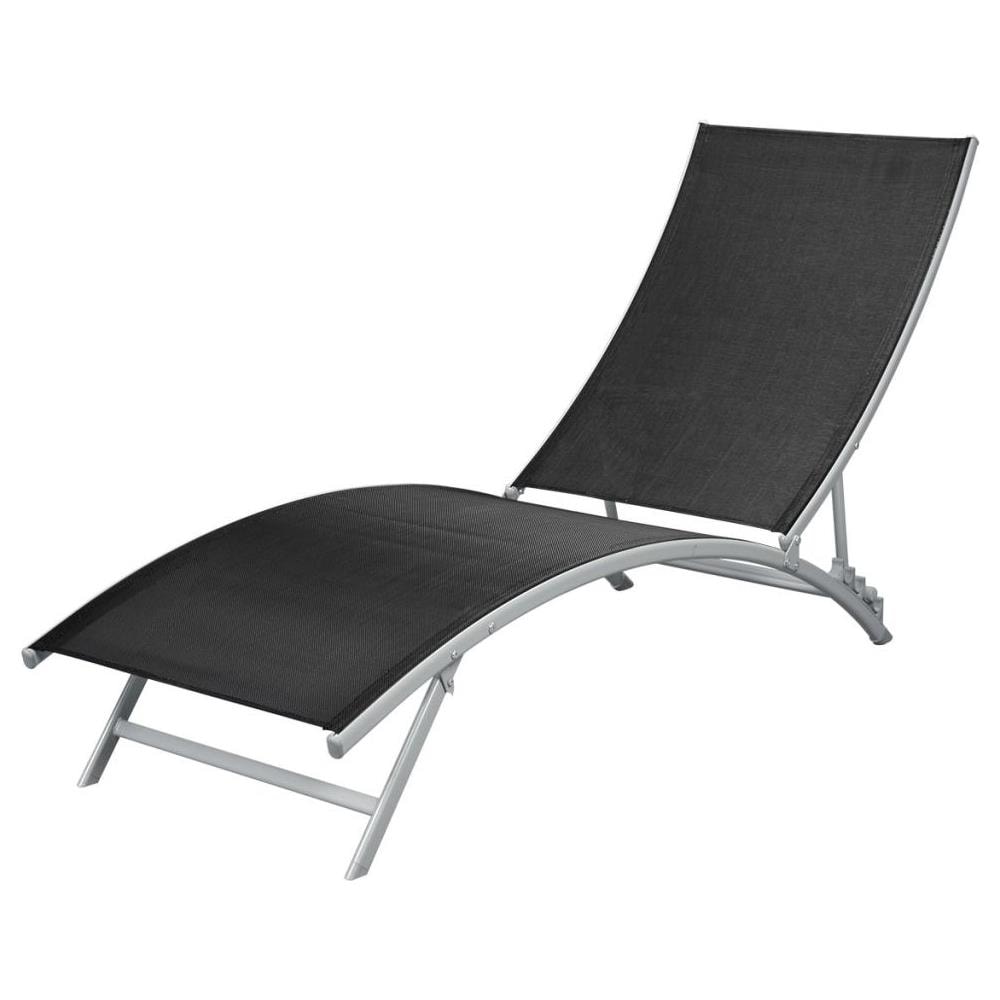 Lettino Prendisole in Acciaio e Textilene Nero - Foto 2