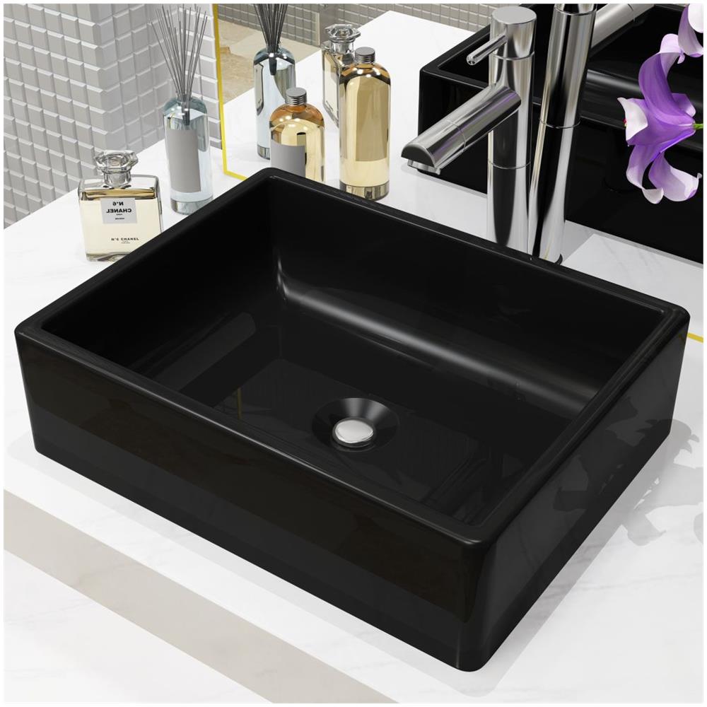 Lavandino Rettangolare In Ceramica Nero 41x30x12 Cm - Foto 1