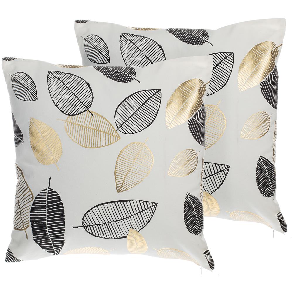 Set Di 2 Cuscini Decorativi 45x45cm Nero Oro Lotus - Foto 1