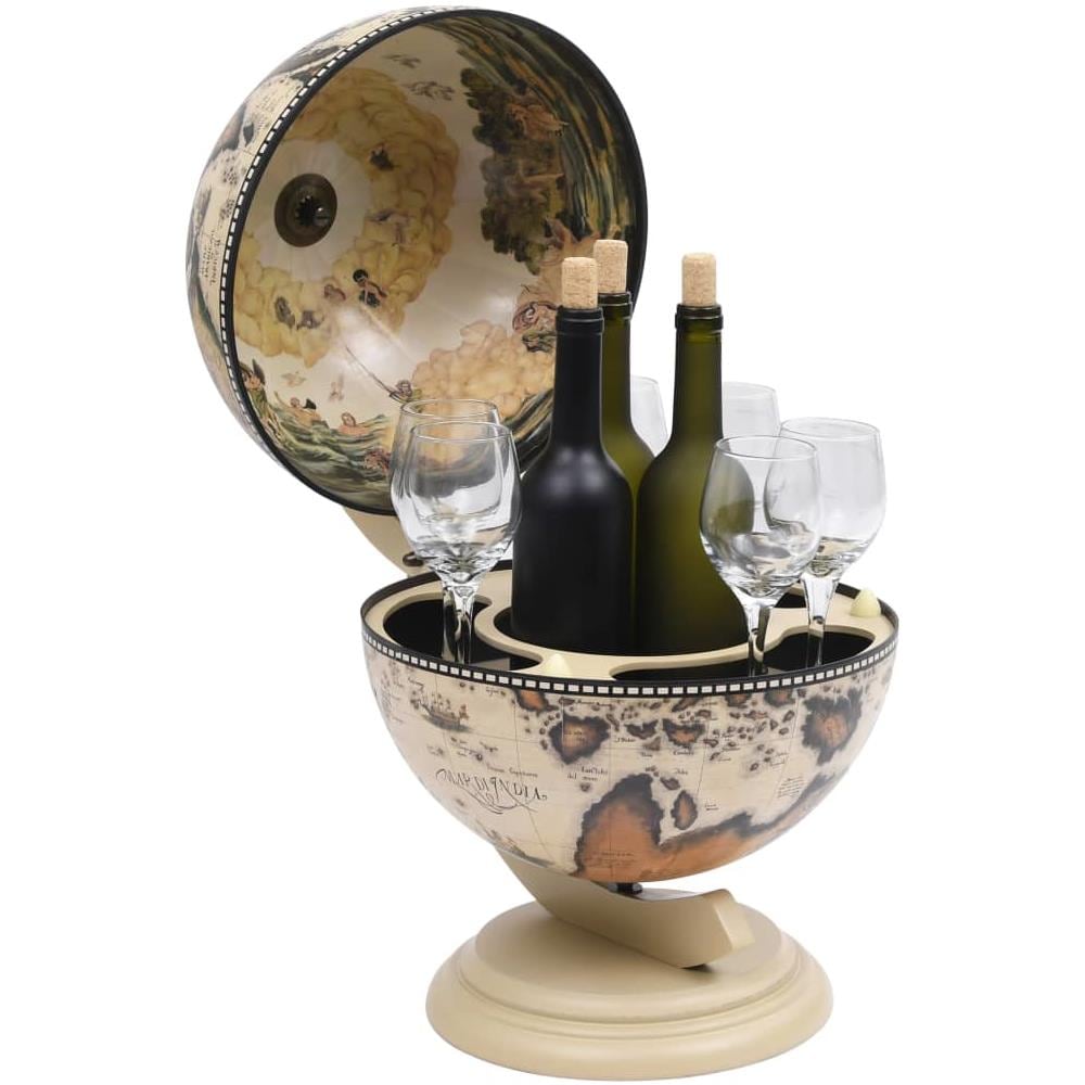 Minibar Da Tavola A Globo Supporto Per Vini In Eucalipto Bianco - Foto 2