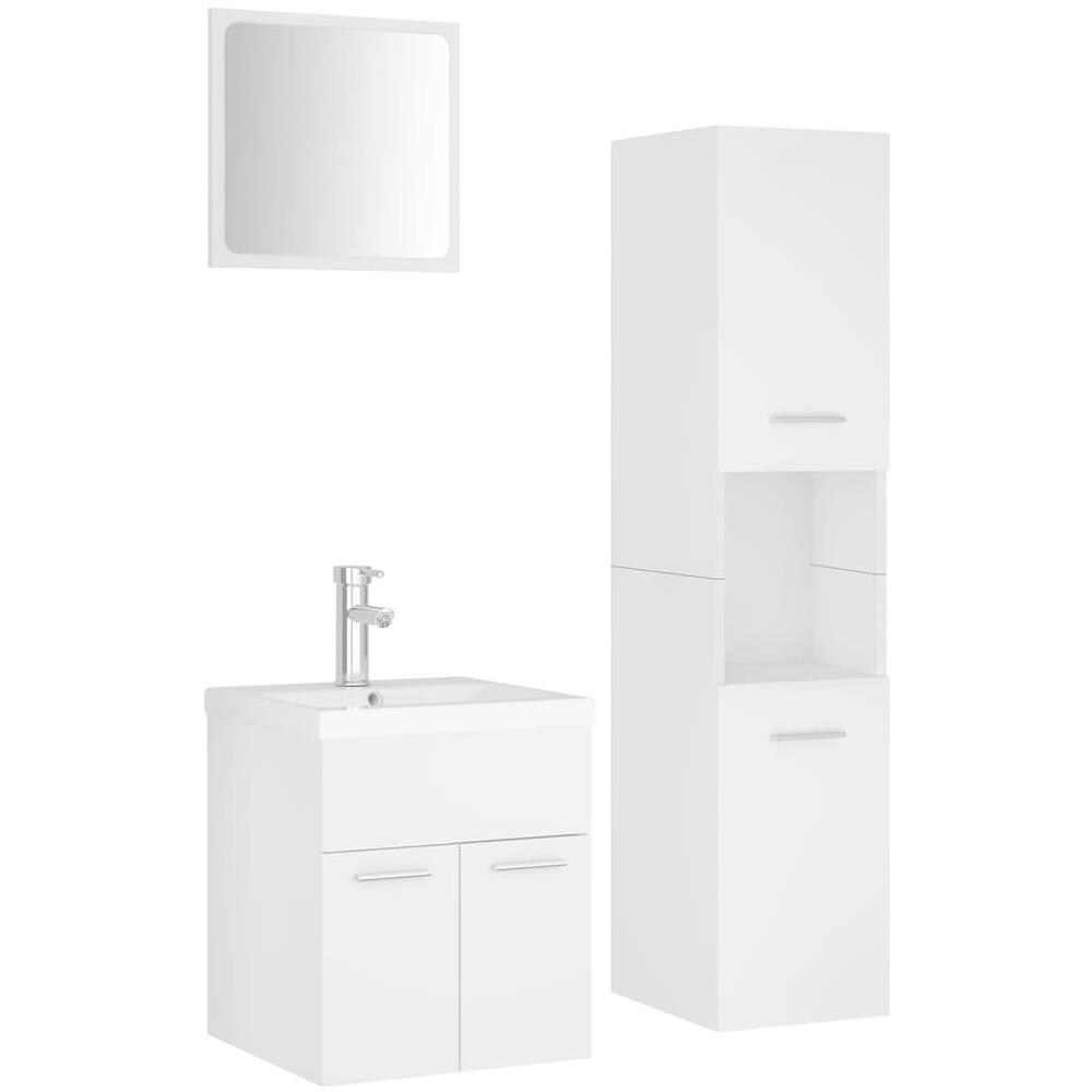 Set Mobili Da Bagno Bianco In Truciolato - Foto 2