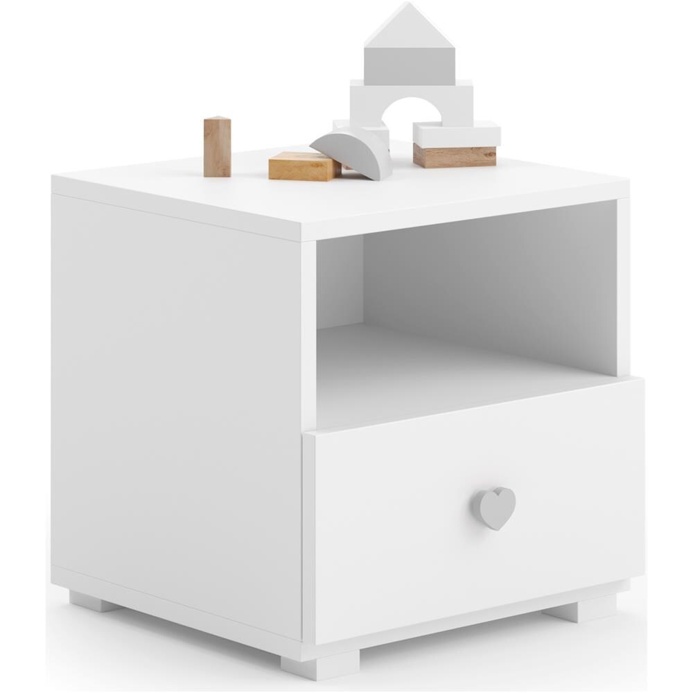 Comodino Emi Con 1 Cassetto Bianco - Maniglia Grigia - Foto 1