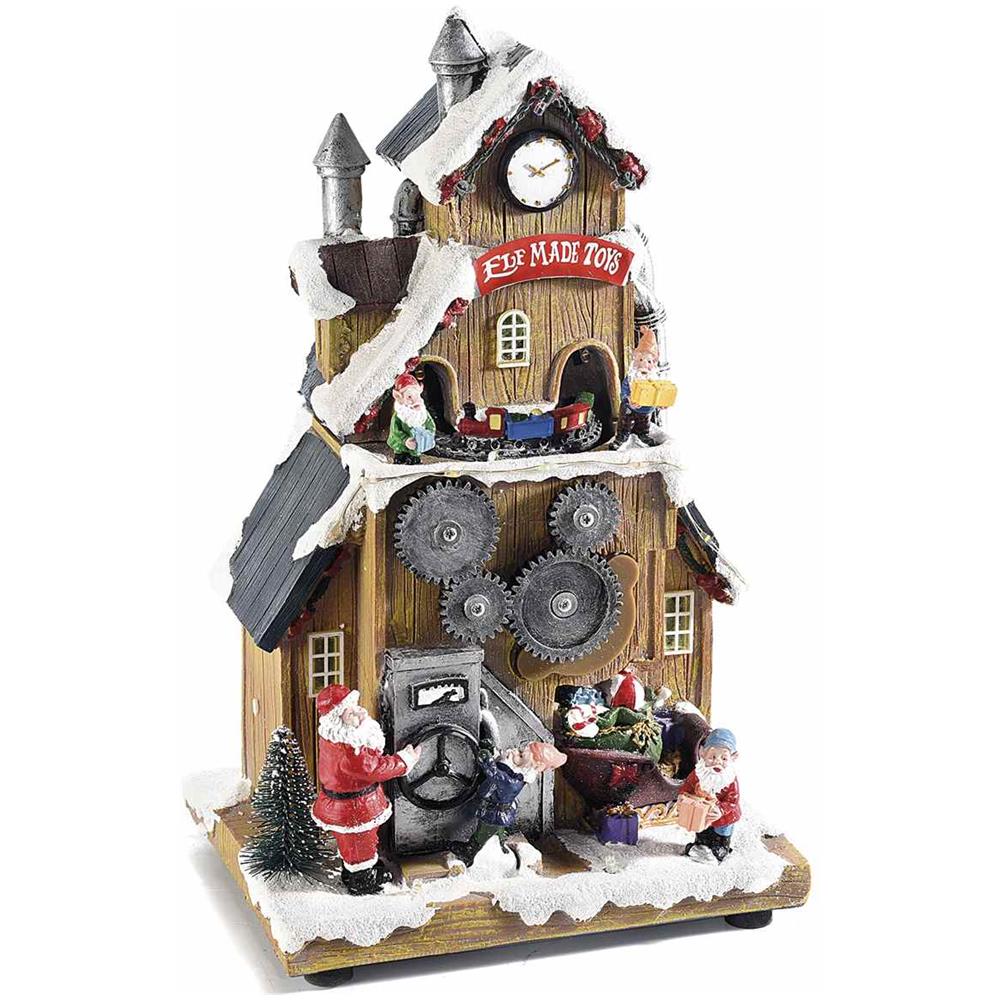 Decorazione Natalizia Animata Fabbrica Di Giocattoli Carillon Natalizio Con Suoni E Luci Idea Regalo Natale - Foto 1