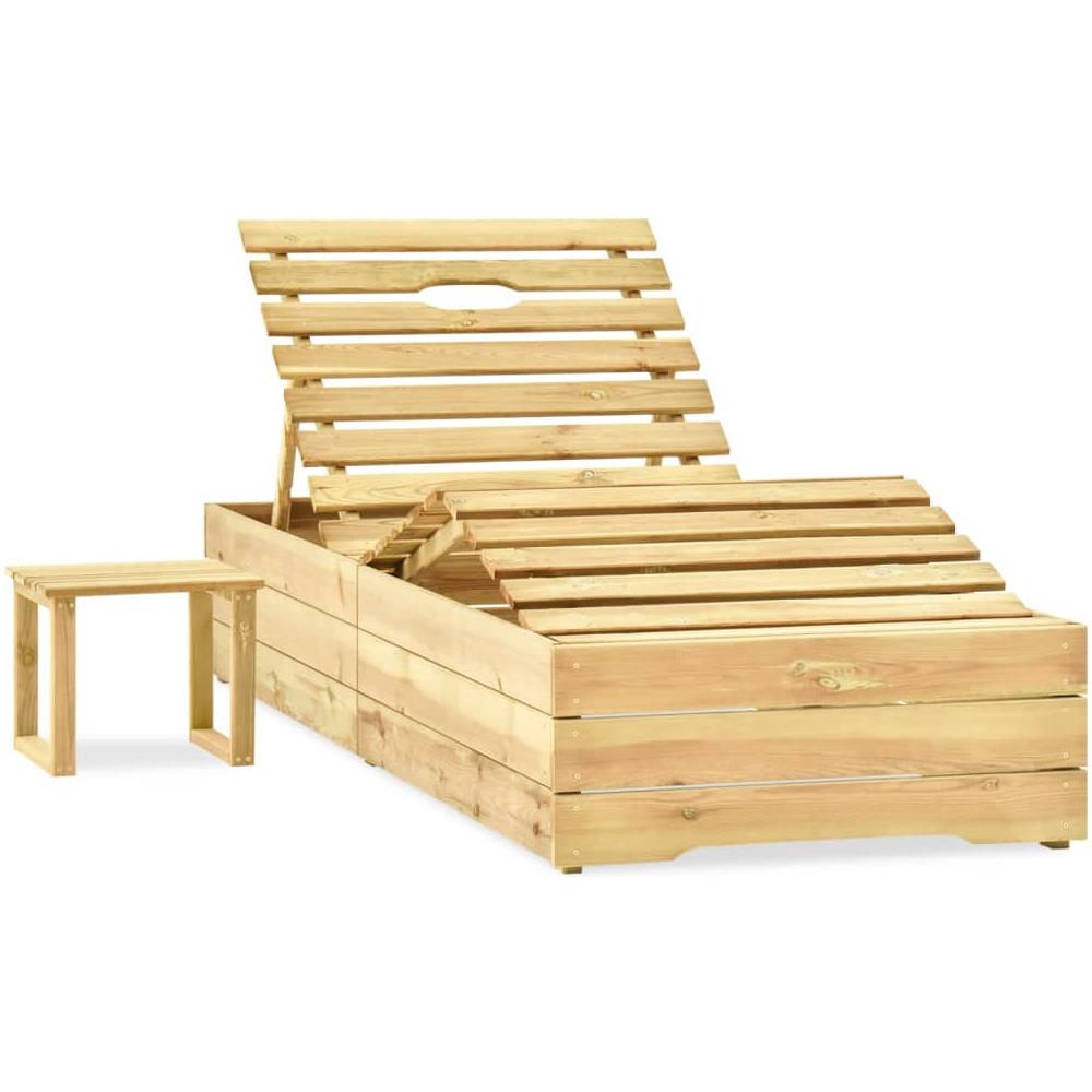 Lettino da Giardino con Tavolino Cuscino Legno Pino Impregnato - Foto 2