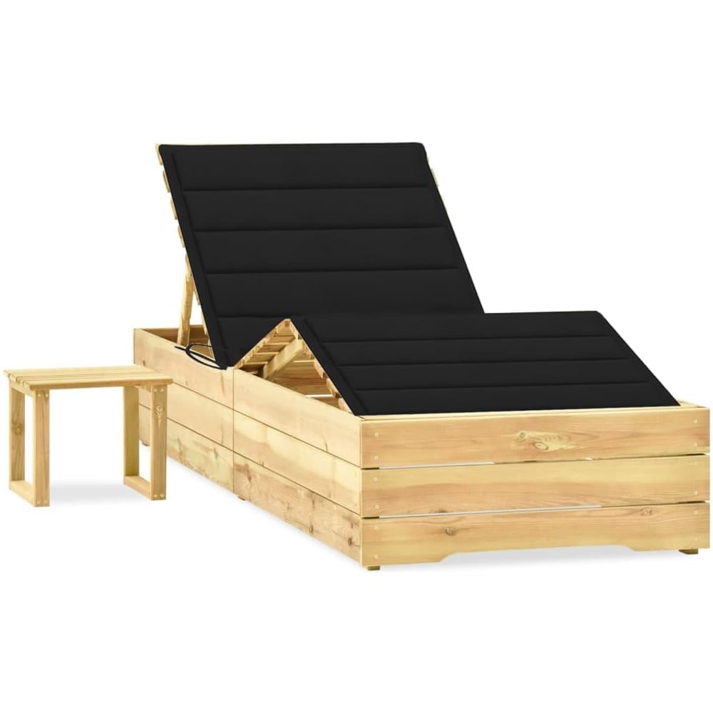 Lettino da Giardino con Tavolino Cuscino Legno Pino Impregnato - Foto 1